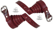 Women's thin belt handcrafted from red natural leather with croco design 101589/25Nrd-kr