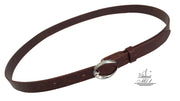Women's thin belt handcrafted from redbrown natural leather with floral design 101589/25Nrb-ll