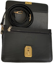 "Sokratis" - small crossbody bag handcrafted from natural light brown leather with square lock WT/55T