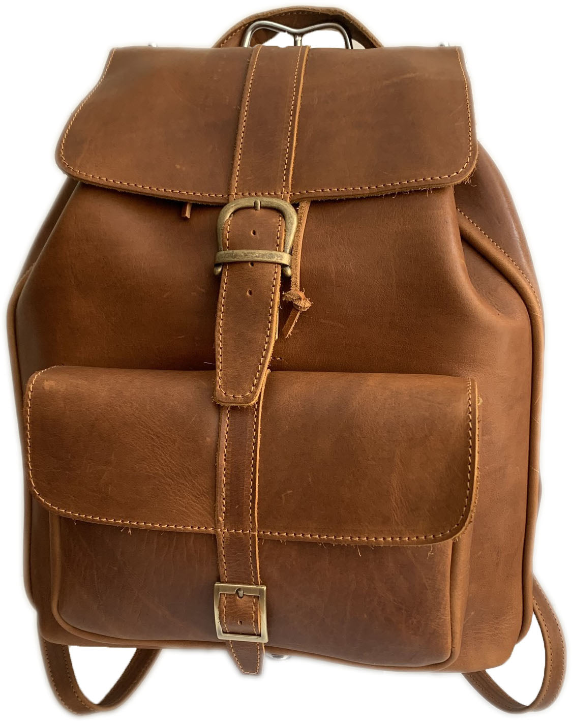 "Ippokratis" - Unisex bigsize backpack (rucksack) handcrafted from natural light brown leather WT/59T