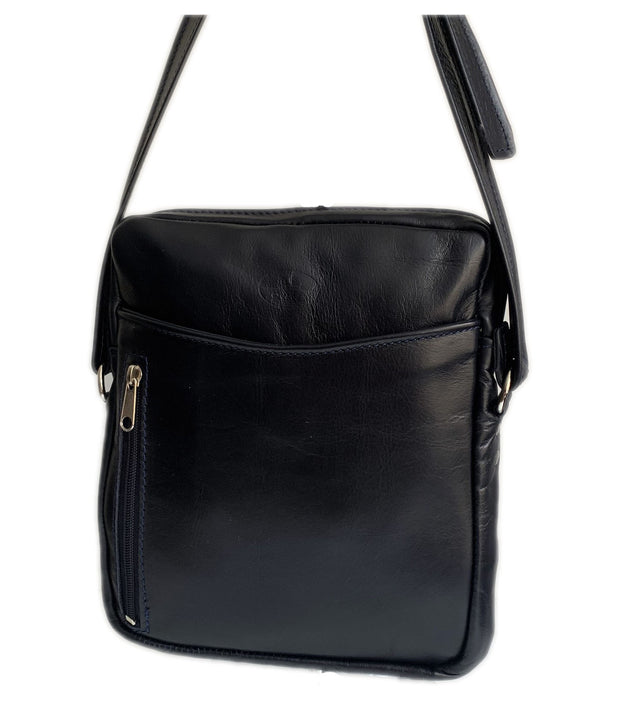 "Iason" - midsize men's crossbody bag handcrafted from soft blue leather WT/AN2MP