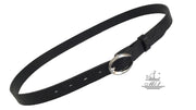 Women's thin belt handcrafted from black natural leather with floal design 101589/25Nm-ll