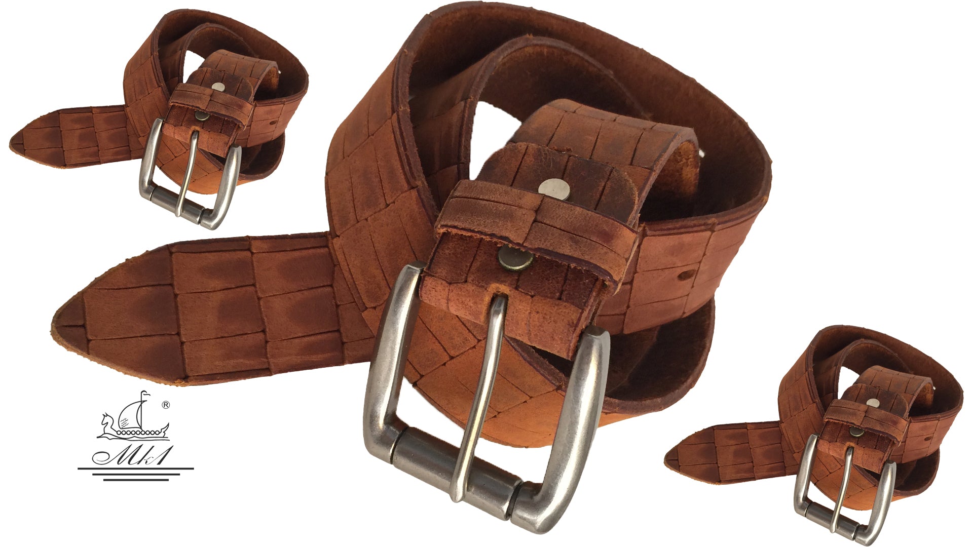 2240t-nb-kr Hand made  leather belt, 4 cm width, and  roll buckle.